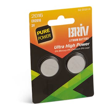 Batteri Briv CR2016 3V Knappcell Litium 2-Pack