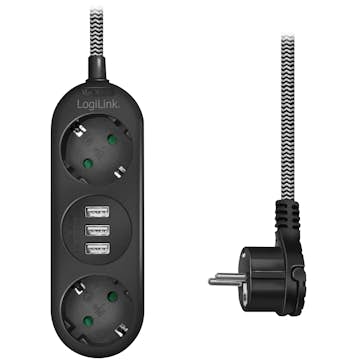 Grenuttag LogiLink Jordat 2-vägs 3xUSB Flat Plugg