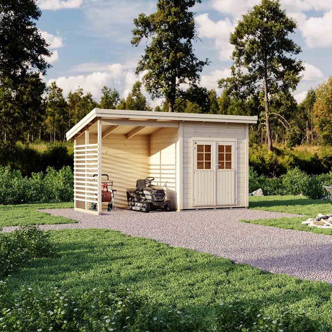 Förråd Luoman Lillevilla Kataja 8,9 m² Friggebod Byggsats i Trä med Pulpettak