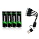 Batteri Coast Uppladdningsbara AA 1,5V 2400 mAh 4-pack inkl Laddningskabel