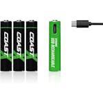 Batteri Coast Uppladdningsbara AAA 1,5V 750 mAh 4-pack inkl Laddningskabel