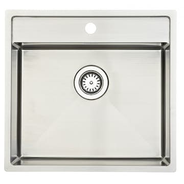 Diskho Lavabo Kubus 520 Soft 530 mm Rostfri Enkel med Korgventil & Vattenlås