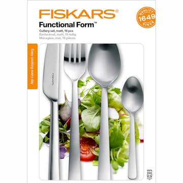 Bestickset Fiskars 16-delar i Gåvoask Matt