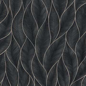 Tapet WOW Subtle Leaves Silver/Blå