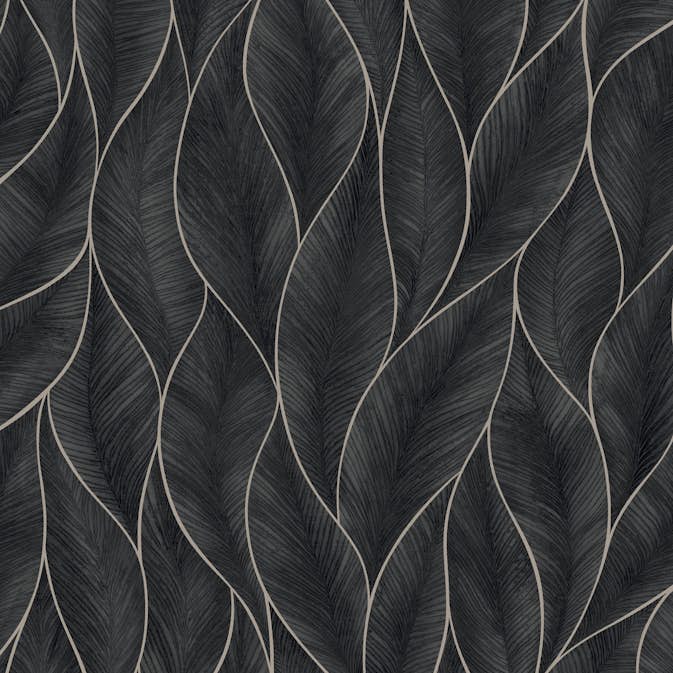 Tapet WOW Subtle Leaves Silver/Blå