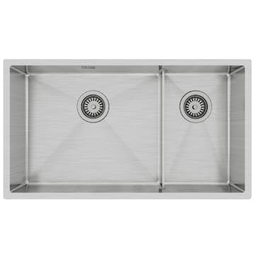 Diskho Lavabo Kubus 780 Soft Slim Rostfri Dubbel med Korgventil & Vattenlås