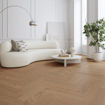 Parkettgolv Moland Super Ek Herringbone Brisbane White Oak 1-Stav