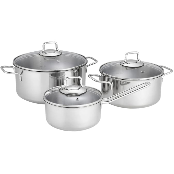 Fiskars Gryt- och Kastrullset 3 Delar – Med Glaslock och Non-stick Beläggning
