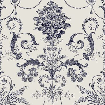 Tapet Laura Ashley Josette Off Vit& MidNacht 113387 EasyUp, Mönstrad Vit