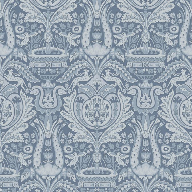 Tapet Laura Ashley Heraldic Damask Dusky Seaspray