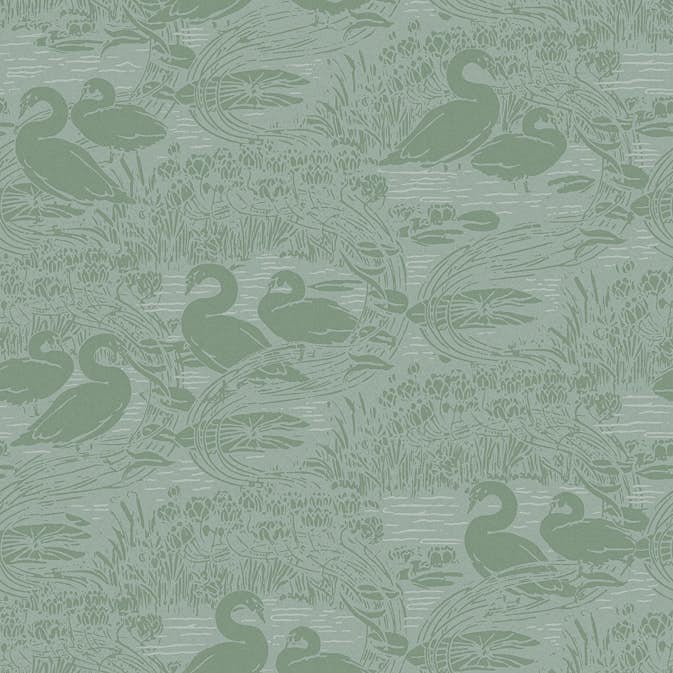 Tapet Laura Ashley Swans Jade Grön 118472