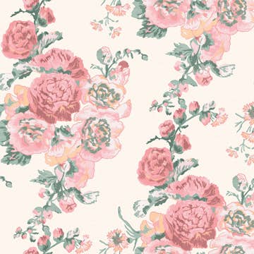Tapet Laura Ashley Hollyhocks Coral Rosa 118479