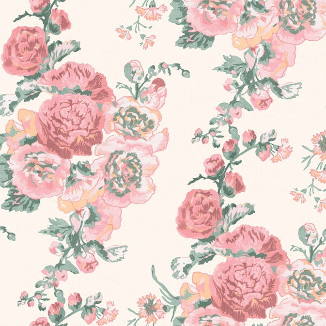 Tapet Laura Ashley Hollyhocks Coral Rosa 118479