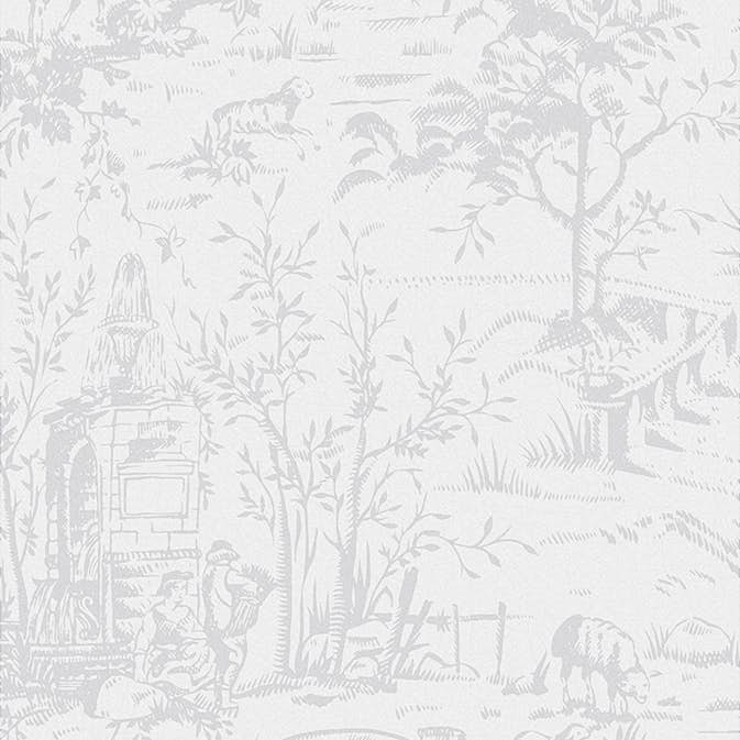 Tapet Laura Ashley Toile De Jouy Sugaröd Grå 118495