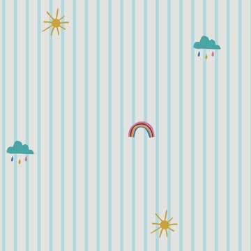 Tapet Joules Whatever The Weather Icons Haze Blue