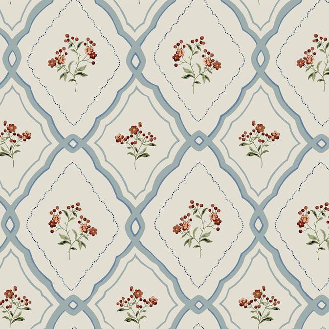 Tapet Laura Ashley Pinford Trellis Pale Seaspray Blå 121066