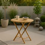 Trädgårdsbord Venture Home Cane, Cafébord Utomhus i Naturfärgad Rotting