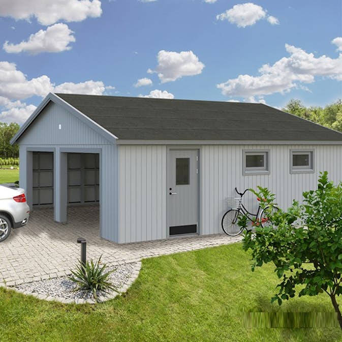 Dubbelgarage Palmako Andre 49,1 m² Byggsats i Obehandlat Trä med Sadeltak