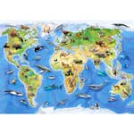 Barntapet ForWall Världskarta med vilda djur - EasyUp