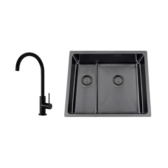 Disklåda Nordic Tech Titan 53 KHX Nickel med Köksblandare Steel Equip Shadow