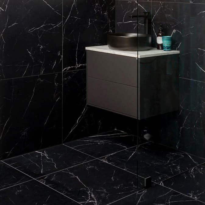 Klinker Fioranese Marmorea Port Laurent Effect Svart 60x60 cm R Matt