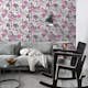 Tapet ESTAhome Blommor Rosa/Svart