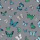 Tapet ESTAhome Fjärilar Silver/Turkos