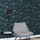 Tapet ESTAhome Blommönster i Skandinavisk Stil Mörkblå/Ockra