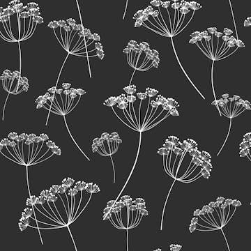 Tapet ESTAhome Blomflock Svart/Vit