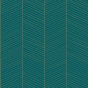 Tapet ESTAhome Fiskbensmönster Smaragdgrön/Guld