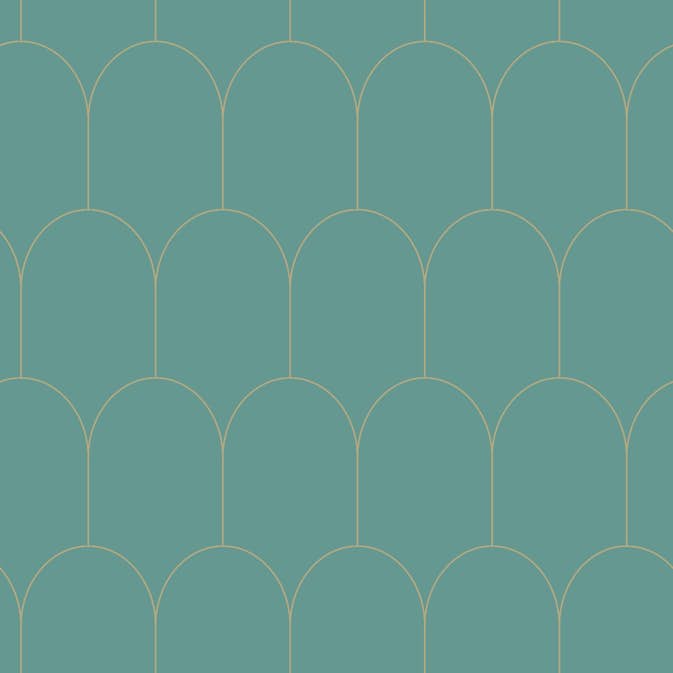 Tapet ESTAhome Art Deco Havsgrön/Guld