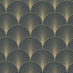 Tapet ESTAhome Art Deco EW139231 Non Woven, Mönstrad Mörkblå/Guld