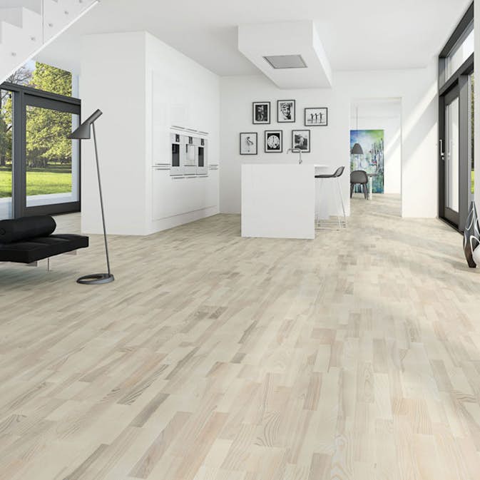 Parkettgolv Moland Unique Ask Classic Uv-Mattlack Vit