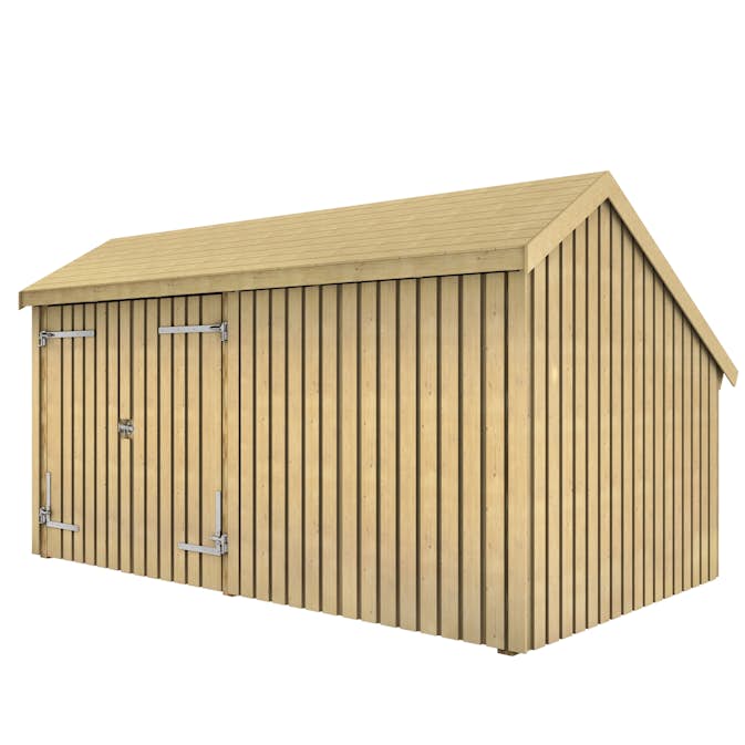 Multi Trädgårdshus 10,5 m² - 2 moduler med dubbeldörr och stängd framsida