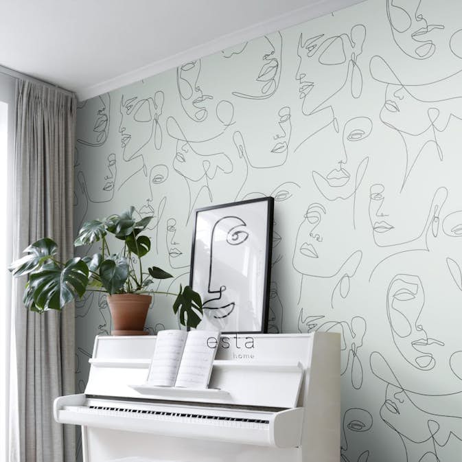 Fototapet ESTAhome Ansikten Grå/Grön