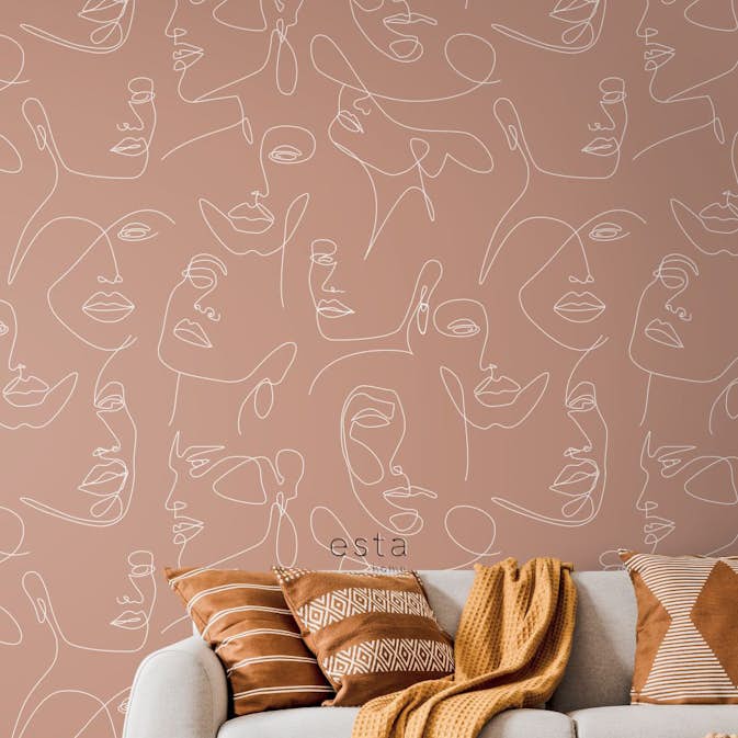 Fototapet ESTAhome Ansikten Terrakottaröd/Vit