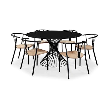 Matgrupp In Living Iggy Glas med 6 Elysia Matstolar