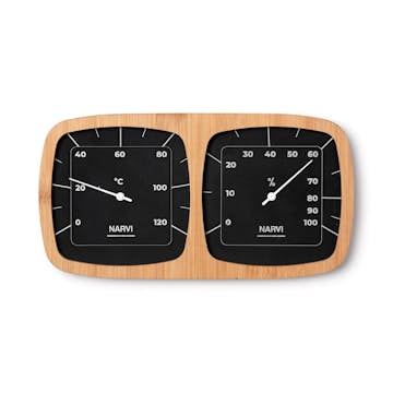 Bastutermo/hygrometer Narvi Aluminium/Bambu