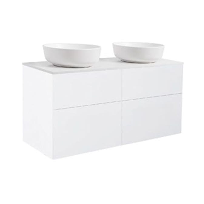 Tvättställsskåp Alterna Isella 120 Dubbelt med Bänkskiva Kvartskomposit och Runt Tvättställ