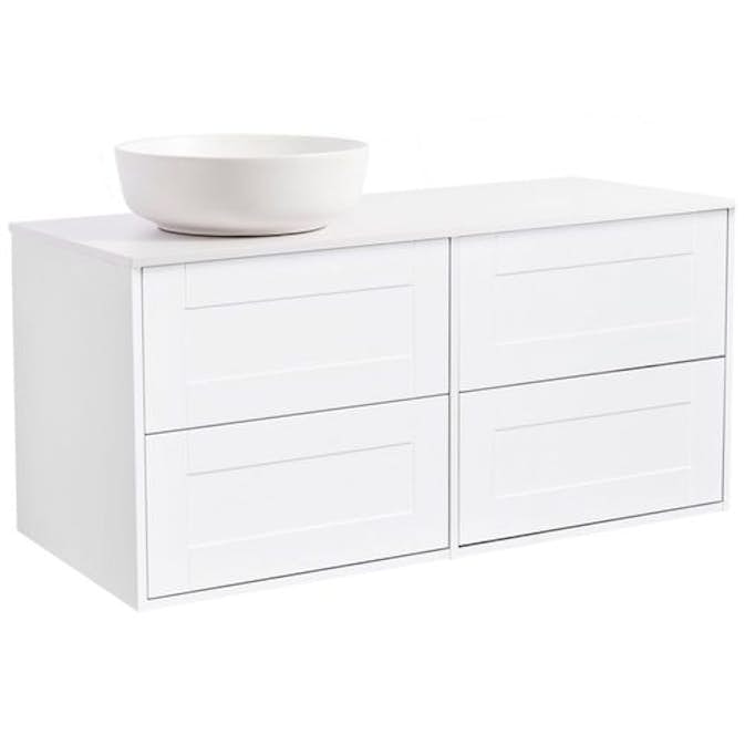 Tvättställsskåp Alterna Gabriella 120 med Bänkskiva Kvartskomposit och Runt Tvättställ