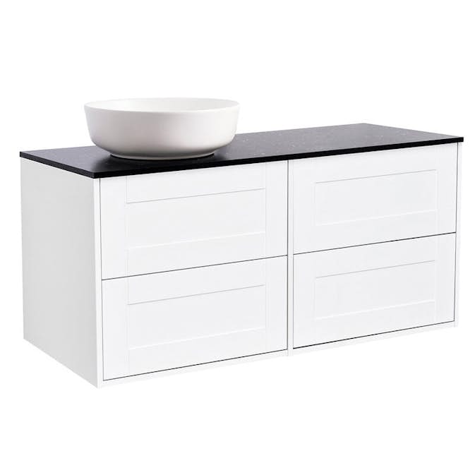 Tvättställsskåp Alterna Gabriella 120 med Bänkskiva Kvartskomposit och Runt Tvättställ