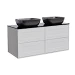 Tvättställsskåp Alterna Gabriella 120 Dubbelt med Bänkskiva Kvartskomposit och Rektangulärt Tvättställ