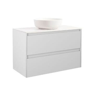 Tvättställsskåp Alterna Luxor med Bänkskiva Kvartskomposit och Runt Tvättställ