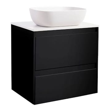 Tvättställsskåp Alterna Luxor med Bänkskiva Kvartskomposit och Rektangulärt Tvättställ