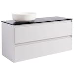 Tvättställsskåp Alterna Isella 120 med Bänkskiva Kvartskomposit och Runt Tvättställ