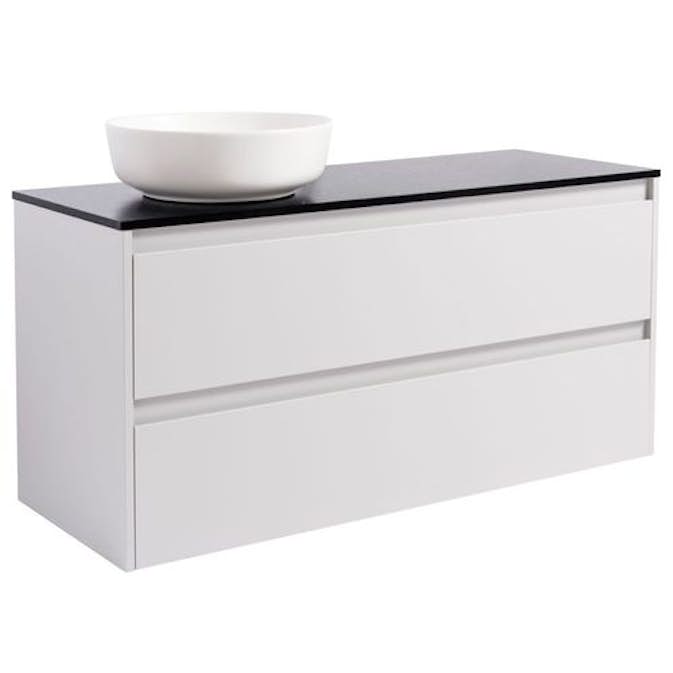 Tvättställsskåp Alterna Isella 120 med Bänkskiva Kvartskomposit och Runt Tvättställ