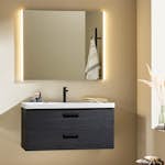 Tvättställsskåp Noro Relounge Svart Trästruktur Med Tvättställ