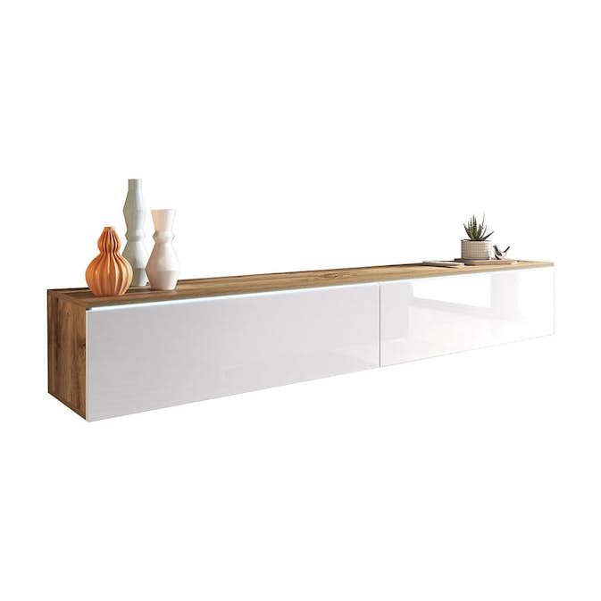 Mediamöbel In Living Skeda Trä/Vit Vägghängd TV-Bänk