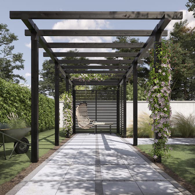 Pergola PLUS Cubic Dubbel 3 Moduler inkl. Tokyo Staket