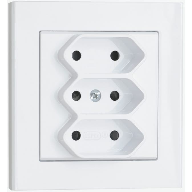 Vägguttag Malmbergs Optima 3-V Euro Vit med Skruvanslutning